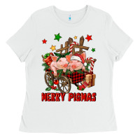 White merry pig mas Ladies Tee - FaDigitalArtStudio