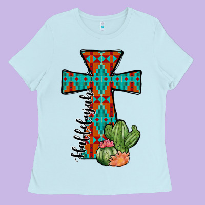 Aztec Cactus Cross Ladies Tee Designed By Jahusdesignshop