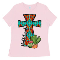 Bubblegum Pink aztec cactus cross Ladies Tee - JahusDesignShop