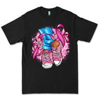 Black cancer ribbon pink converse and flowers Premium Tee - AdoDesignShop