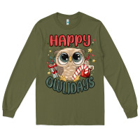 Army Green happy owlidays Long Sleeve Tee - MaliasSmallBusiness