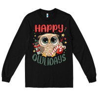 Black happy owlidays Long Sleeve Tee - MaliasSmallBusiness