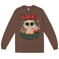Chestnut happy owlidays Long Sleeve Tee - MaliasSmallBusiness