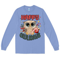 Colony Blue happy owlidays Long Sleeve Tee - MaliasSmallBusiness