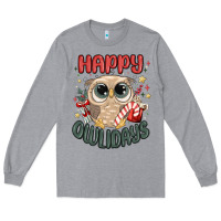 Heather Grey happy owlidays Long Sleeve Tee - MaliasSmallBusiness