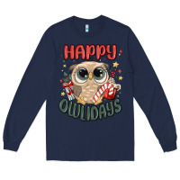 Navy happy owlidays Long Sleeve Tee - MaliasSmallBusiness