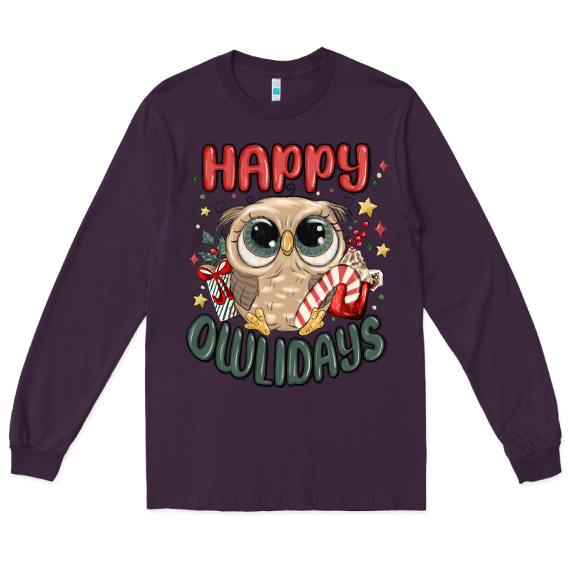 Happy Owlidays Long Sleeve Tee by MaliasSmallBusiness | Teevron