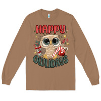 Toasted Coconut happy owlidays Long Sleeve Tee - MaliasSmallBusiness