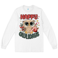 White happy owlidays Long Sleeve Tee - MaliasSmallBusiness