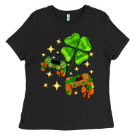 Black St. Patrick's Day with game control and clover Ladies Tee - Neo Western