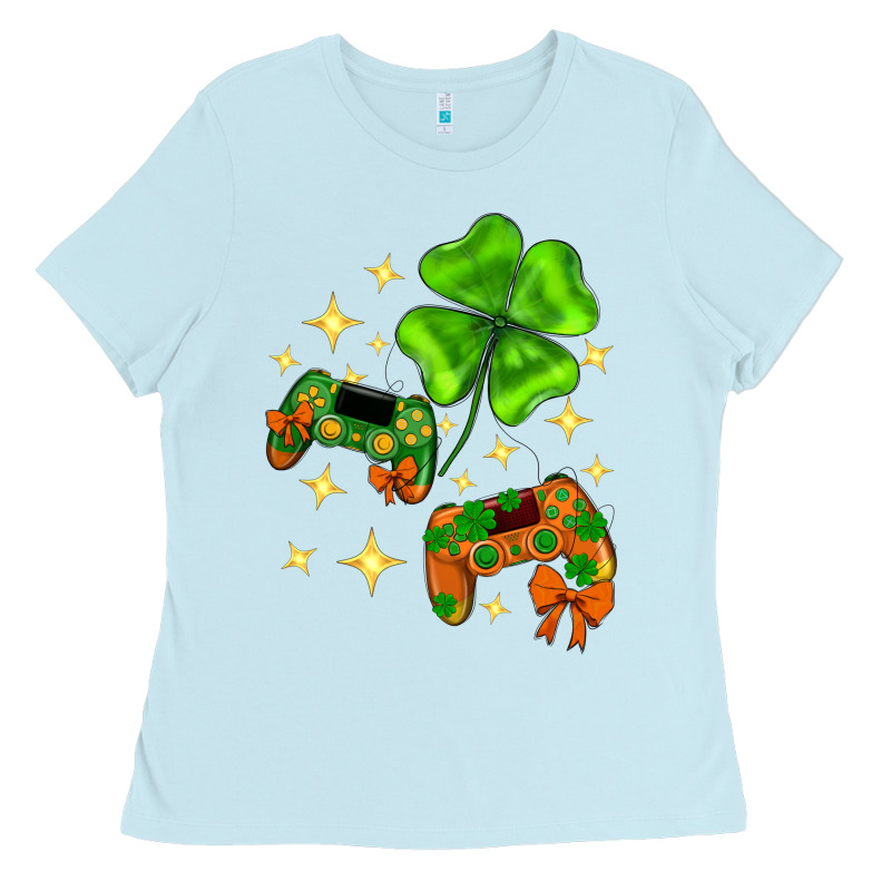 St. Patrick's Day With Game Control And Clover Ladies Tee by Neo Western | Teevron