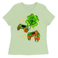 Matcha St. Patrick's Day with game control and clover Ladies Tee - Neo Western