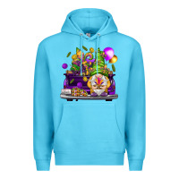 Ocean Blue Mardi Gras gnome on the truck Premium Hoodie - HowdyJamesFarm