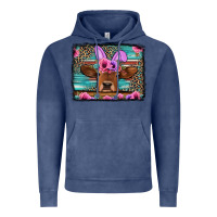 Vintage Denim easter floral leopard cow Vintage Hoodie - Jasminsmagicworld