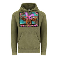 Vintage Olive easter floral leopard cow Vintage Hoodie - Jasminsmagicworld