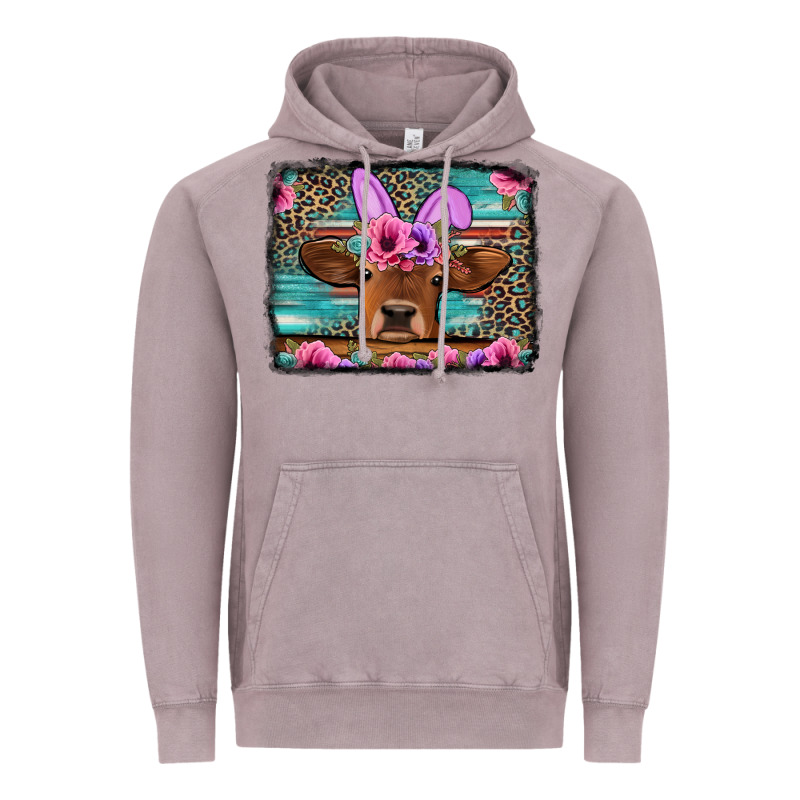 Easter Floral Leopard Cow Vintage Hoodie by Jasminsmagicworld | Teevron