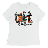 White for the love of halloween Ladies Tee - CowhideDigitalArt