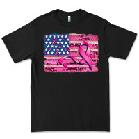 Black american flag and  cancer ribbon pattern Premium Tee - AdoDesignShop