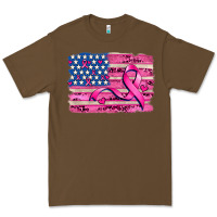 Cacao american flag and  cancer ribbon pattern Premium Tee - AdoDesignShop