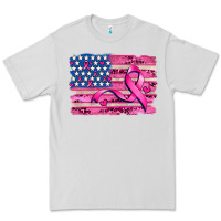 Dove Grey american flag and  cancer ribbon pattern Premium Tee - AdoDesignShop