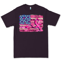 Plum american flag and  cancer ribbon pattern Premium Tee - AdoDesignShop