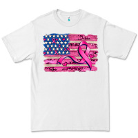 White american flag and  cancer ribbon pattern Premium Tee - AdoDesignShop