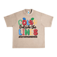 French Oak color outside the lines autism awareness Urban Heavy Tee - MaliasSmallBusiness