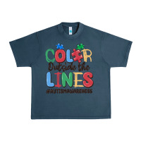 Midnight Navy color outside the lines autism awareness Urban Heavy Tee - MaliasSmallBusiness