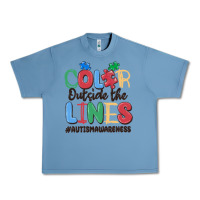 Pebble Blue color outside the lines autism awareness Urban Heavy Tee - MaliasSmallBusiness