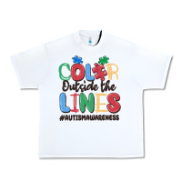 White color outside the lines autism awareness Urban Heavy Tee - MaliasSmallBusiness