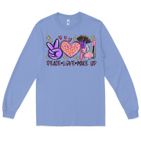 Colony Blue peace love make up Long Sleeve Tee - MaliasSmallBusiness