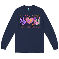 Navy peace love make up Long Sleeve Tee - MaliasSmallBusiness