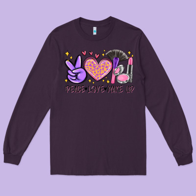 Peace Love Make Up Long Sleeve Tee Designed By Maliassmallbusiness