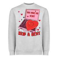 Heather Grey heart record player Heavyweight Sweatshirt - MaliasSmallBusiness