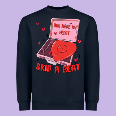 Heart Record Player Heavyweight Sweatshirt Designed By Maliassmallbusiness