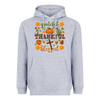 Heather Grey Grateful thankful blessed Heavyweight Hoodie - NancyCooperArtShop