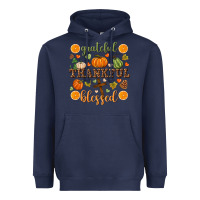 Navy Grateful thankful blessed Heavyweight Hoodie - NancyCooperArtShop