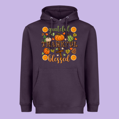 Grateful Thankful Blessed Heavyweight Hoodie Designed By Nancycooperartshop