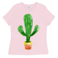 Bubblegum Pink mexican cactus Ladies Tee - FaDigitalArtStudio