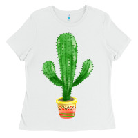 White mexican cactus Ladies Tee - FaDigitalArtStudio