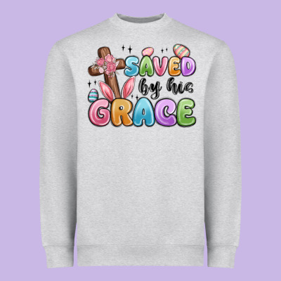 Saved By His Grace Heavyweight Sweatshirt Designed By Maliassmallbusiness