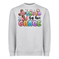 Heather Grey saved by his grace Heavyweight Sweatshirt - MaliasSmallBusiness