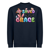 Navy saved by his grace Heavyweight Sweatshirt - MaliasSmallBusiness