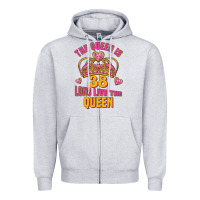 Heather Grey the queen is 38 long live the queen Zipper Hoodie - Jasminsmagicworld