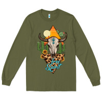Army Green free spirit bull skull Long Sleeve Tee - MaliasSmallBusiness