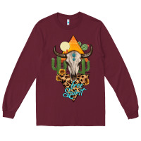 Burgundy free spirit bull skull Long Sleeve Tee - MaliasSmallBusiness