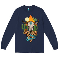 Navy free spirit bull skull Long Sleeve Tee - MaliasSmallBusiness