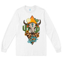 White free spirit bull skull Long Sleeve Tee - MaliasSmallBusiness