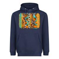 Navy Fall Pumpkin brushstrokes Heavyweight Hoodie - NancyCooperArtShop