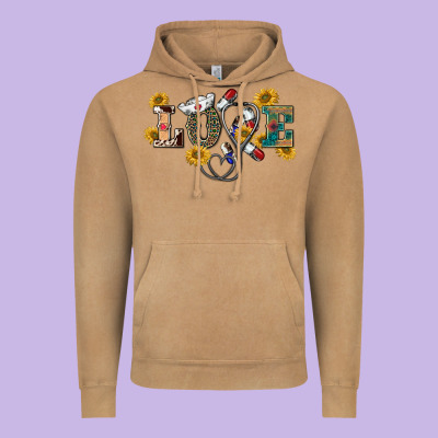 Western Love Nurse Vintage Hoodie Designed By Barkaloodesign